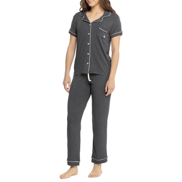 Born sage Modal Notch Collar Pajamas - Short Sleeve - Picture 8 of 8